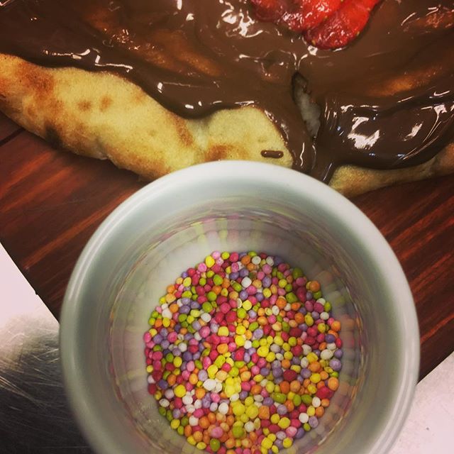 Sprinkles on the side. 
Why didn’t we think of that! #nutella 
#theviewpizza